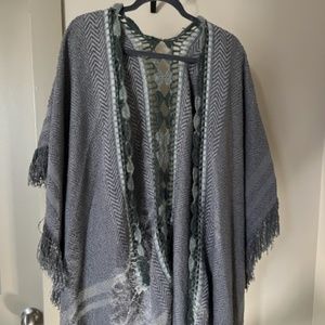 Gray Fringe Knit Wrap Cardigan - Brand